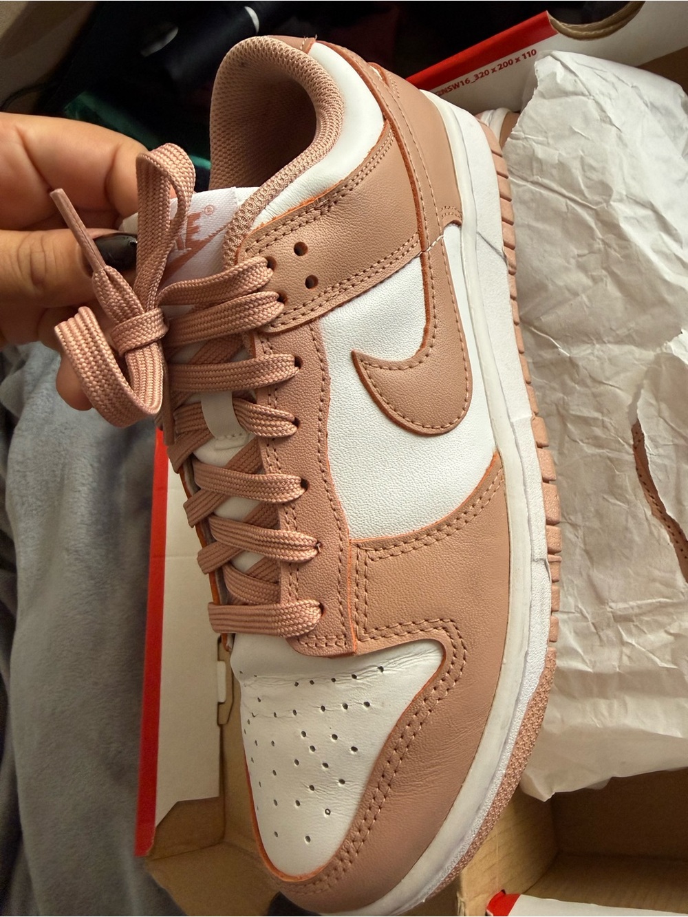 Nike Women’s Low-Top Sneaker in Rose Tan and White